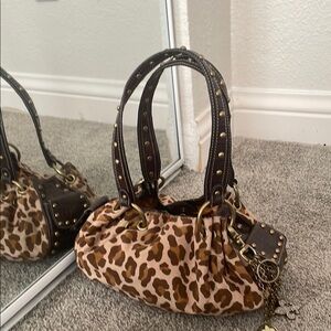 Leopard Print Handbag with Brown Accents